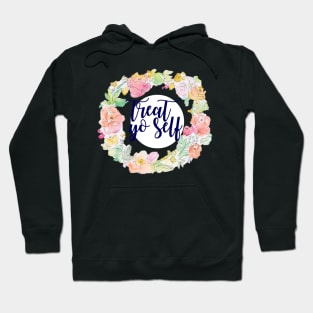 Navy Treat Yo Self Floral Wreath Hoodie